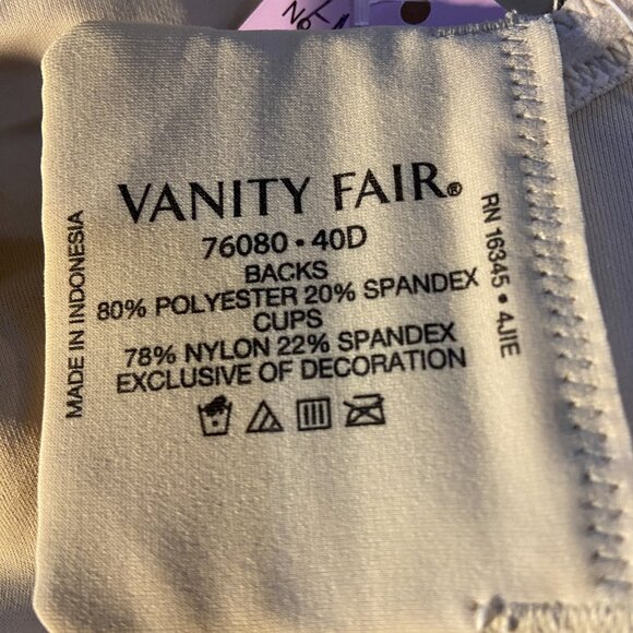 🩷🩷Vanity Fair Beauty Back Minimizer Bra Size 76080 40D NWOT - Picture 4 of 7